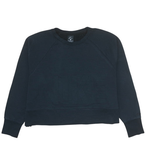 Nike Women Black Dri-FIT Pullover Sweatshirt L Crew Neck