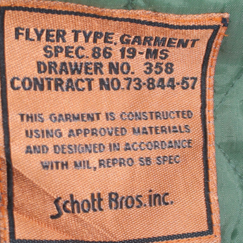 Schott Bros Inc Men’s Green Military Nylon Lined Waistcoat M