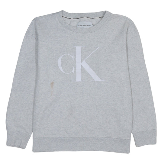 Calvin Klein Jeans Womens Grey Cotton Blend Pullover Sweatshirt Size S