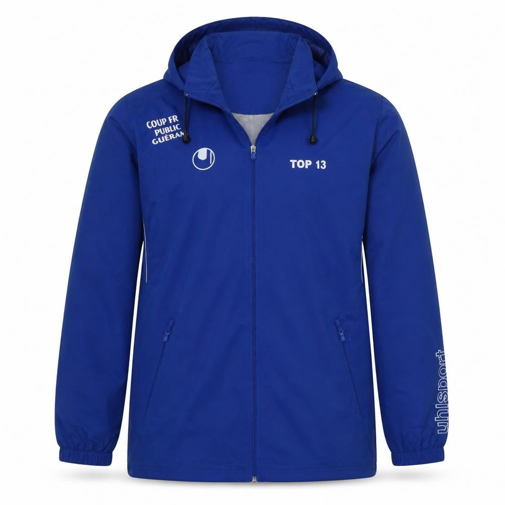 Uhlsport Men's Blue Hooded Windbreaker Jacket Size L 42in Chest