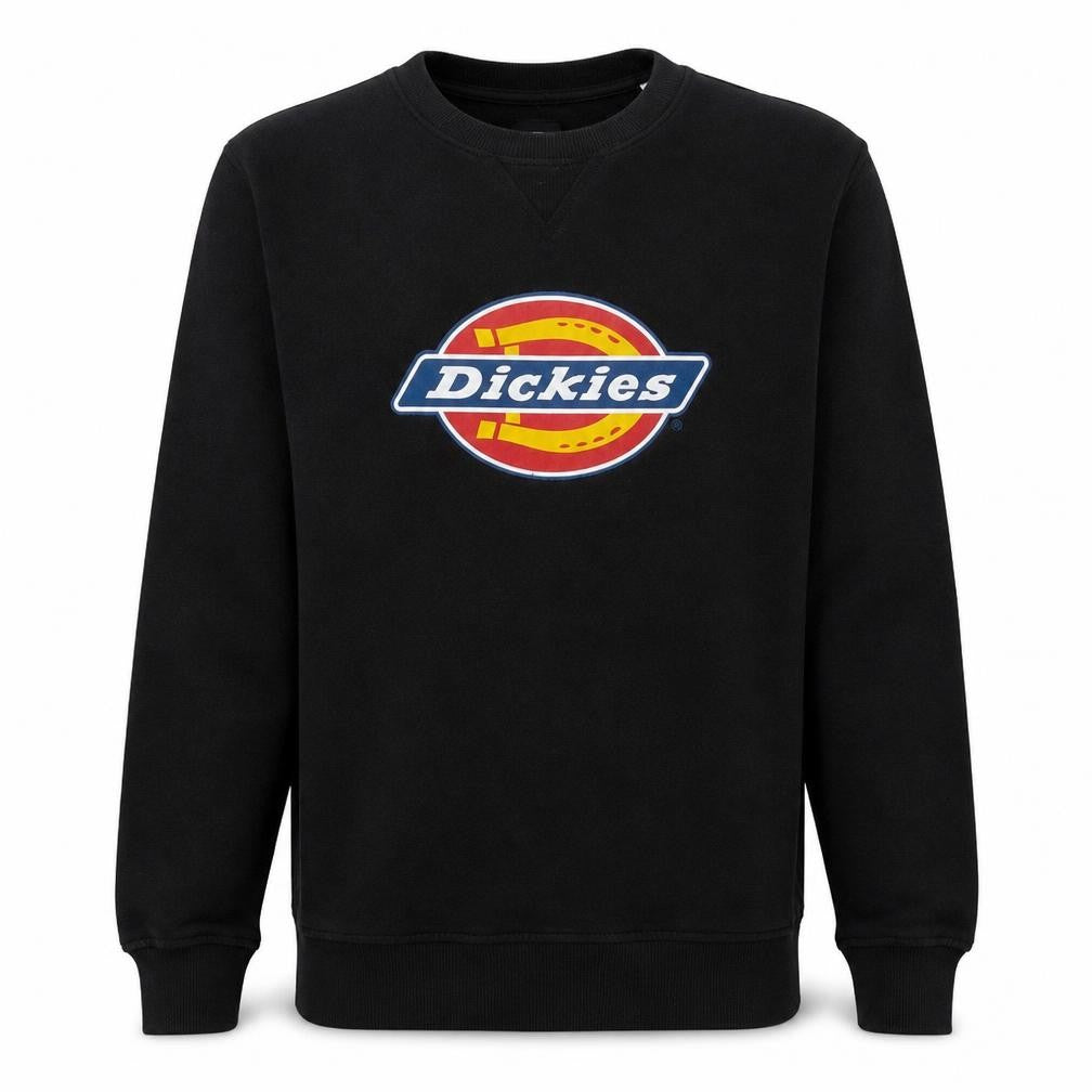 Dickies Mens Black Large Crew Neck Logo Pullover Sweatshirt