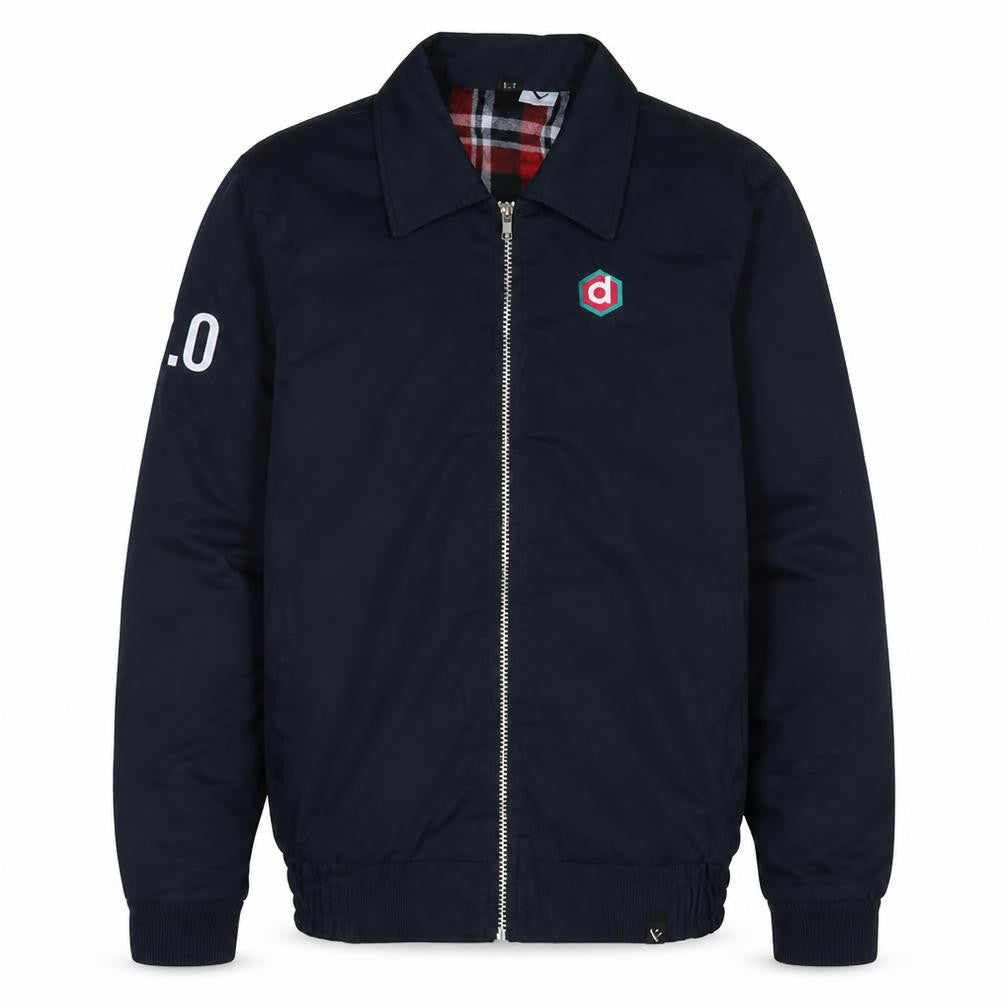 Agence Pattern Men's Blue Cotton Bomber Jacket L Full Zip Casual