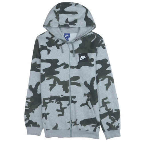 Nike Men's Grey Camouflage Full Zip Hoodie M Fleece Sportswear
