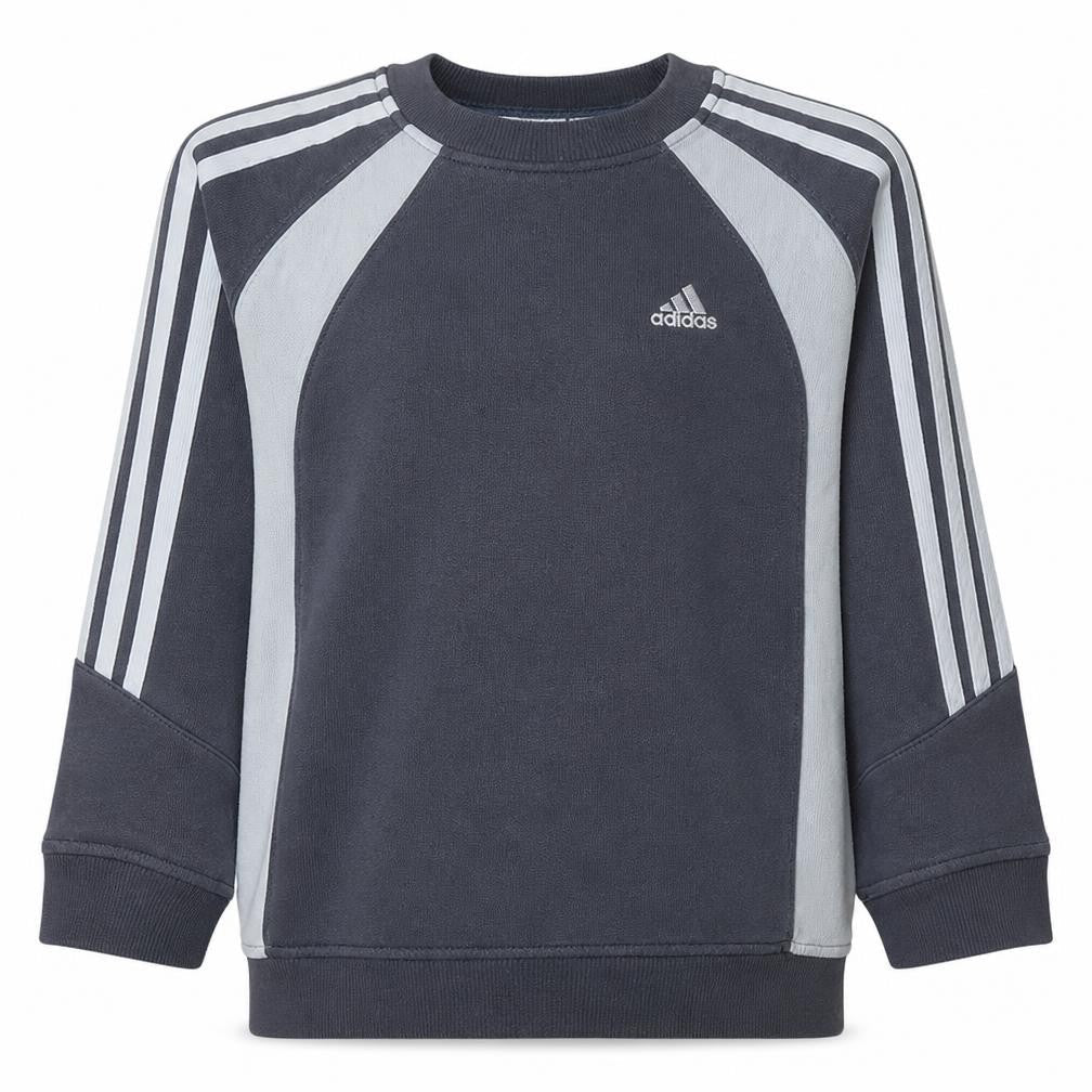 Adidas Boys Grey 10 Years Pullover Sweatshirt with Logo Stripes