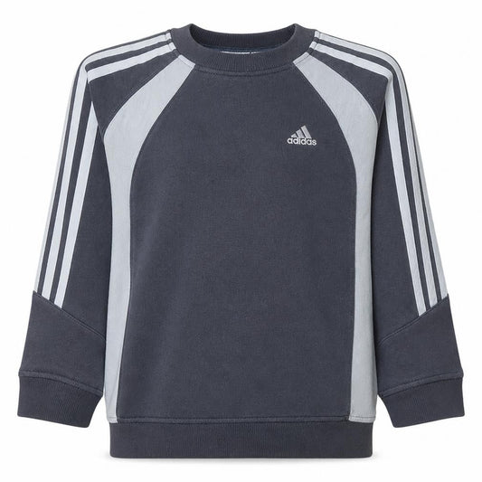 Adidas Boys Grey 10 Years Pullover Sweatshirt with Logo Stripes