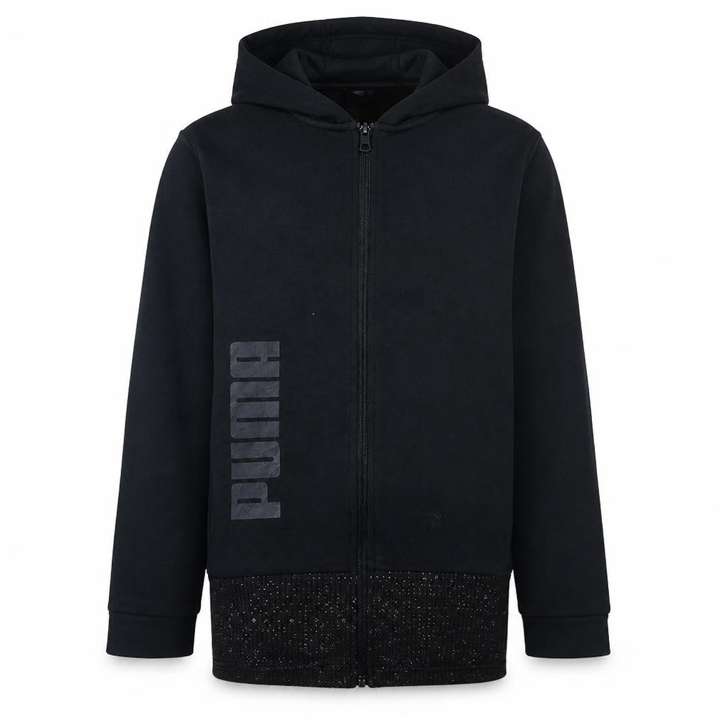 Puma Boys Black Full Zip Hoodie Fleece XL 13-14 Years Comfortable Casual
