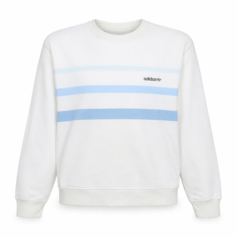Adidas Women White Blue Crew Neck Sweatshirt Size 12 Cotton Blend