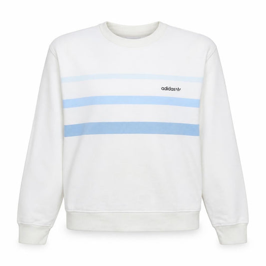 Adidas Women White Blue Crew Neck Sweatshirt Size 12 Cotton Blend