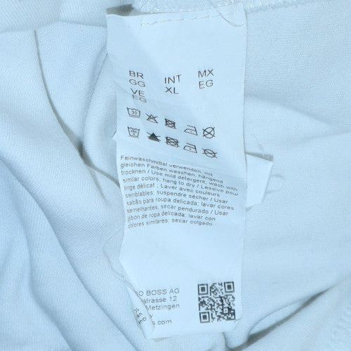 Hugo Boss Men's White XL Crew Neck Logo Sweatshirt