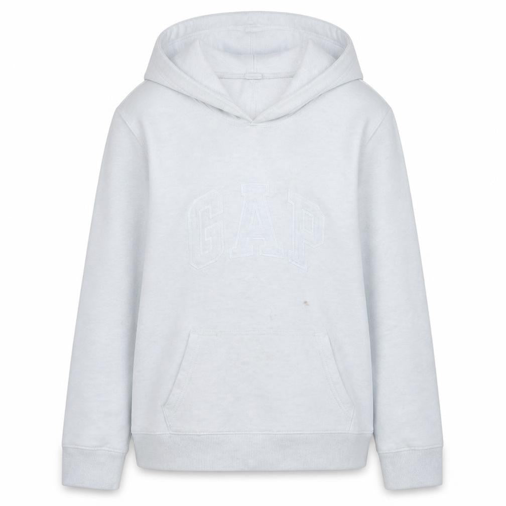 Gap Women White Pullover Hoodie L Cotton Blend Classic Casual