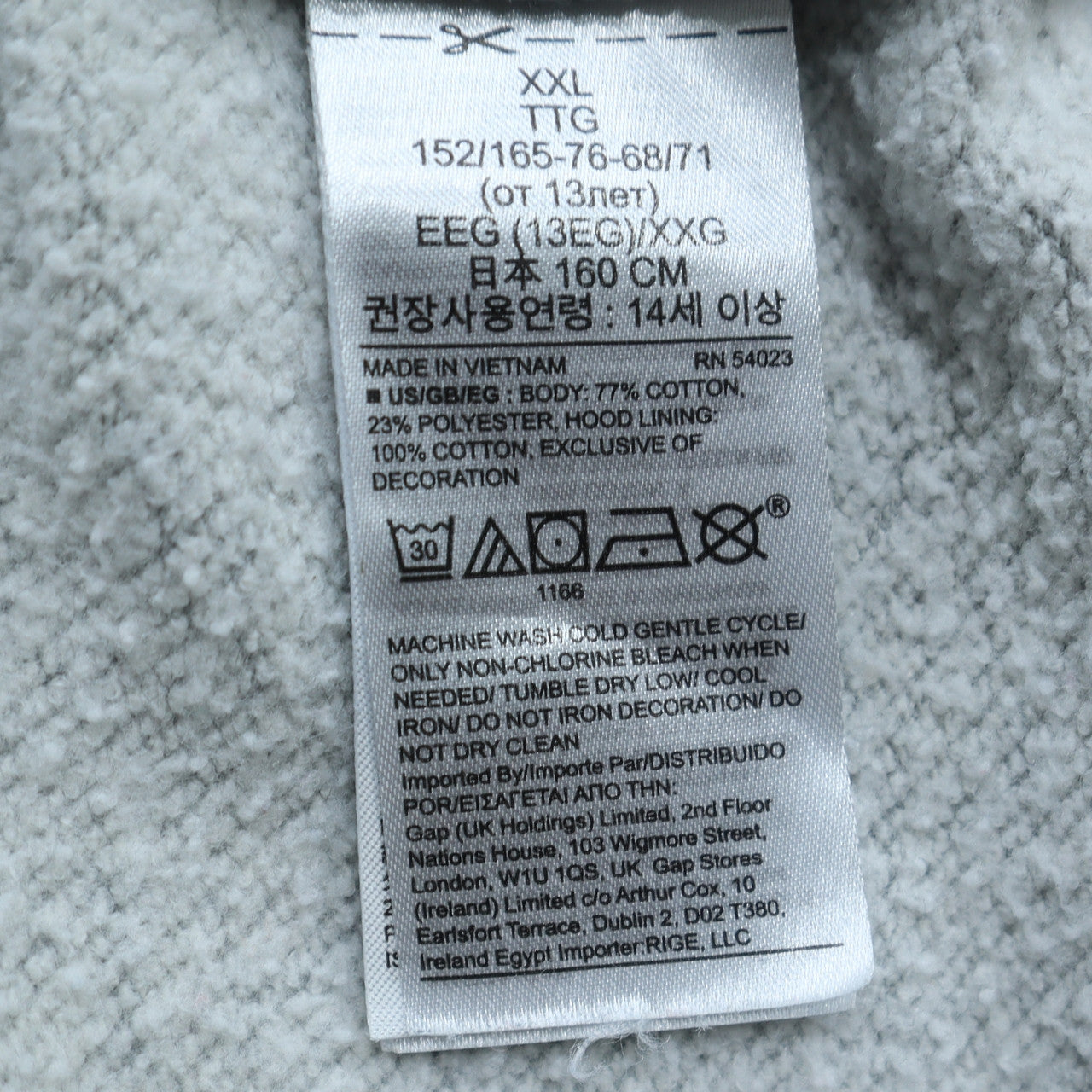 GAP Boys Grey XXL Pullover Hoodie Cotton Blend Casual Warm Sweatshirt
