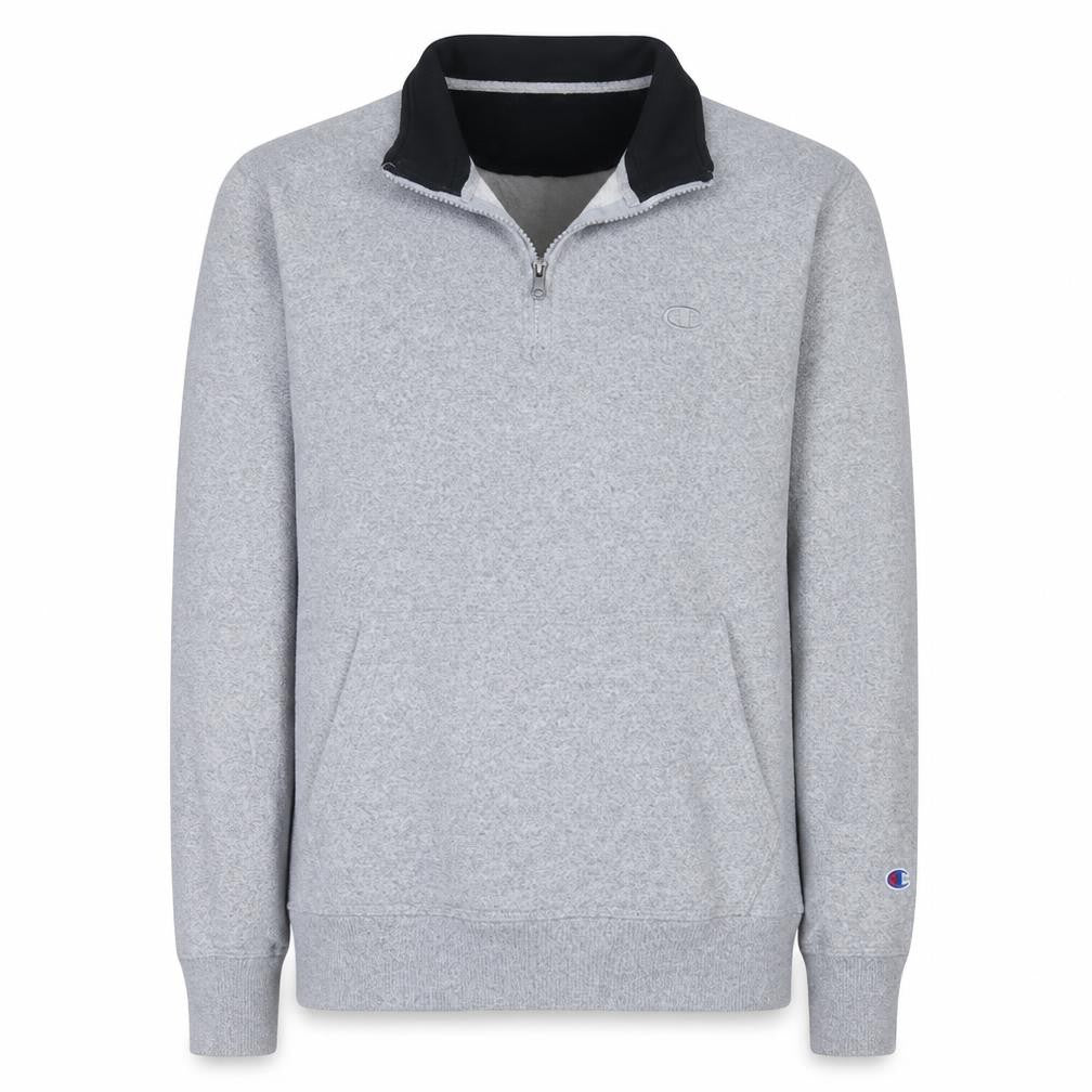 Champion Men's Grey 1/4 Zip Fleece Sweatshirt Size L