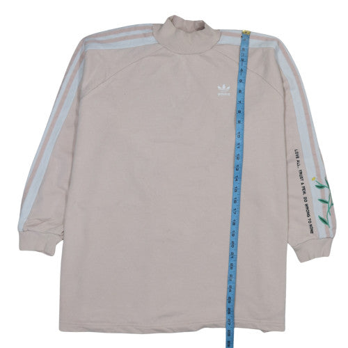 Adidas Women Beige Crew Neck Long Sleeve Sweatshirt Size 10