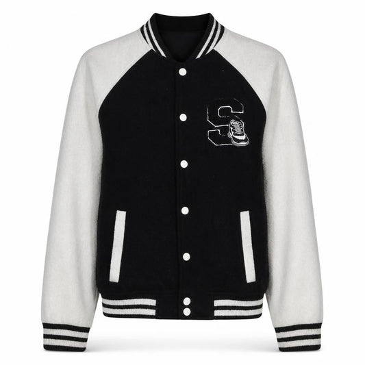 Kiabi Women's Black XS Varsity Jacket with Embroidered Logo