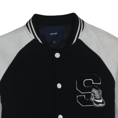 Kiabi Women's Black XS Varsity Jacket with Embroidered Logo