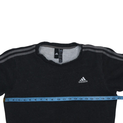 Adidas Mens Black Small Crew Neck Sweatshirt Classic Pullover