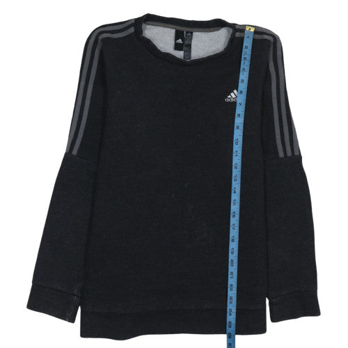 Adidas Mens Black Small Crew Neck Sweatshirt Classic Pullover