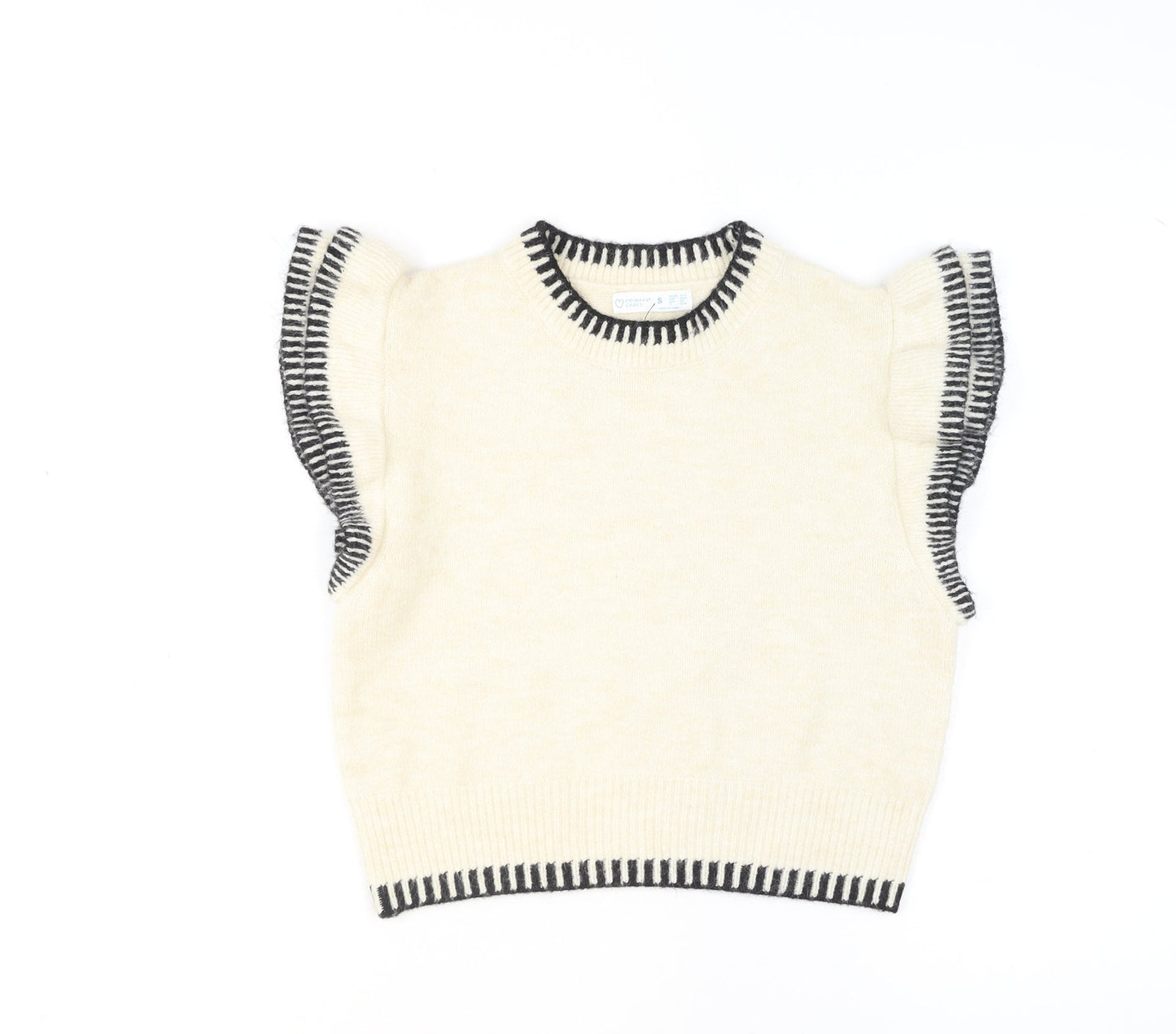 Primark Women’s Ivory Ruffle Sleeve Knit Jumper Size S