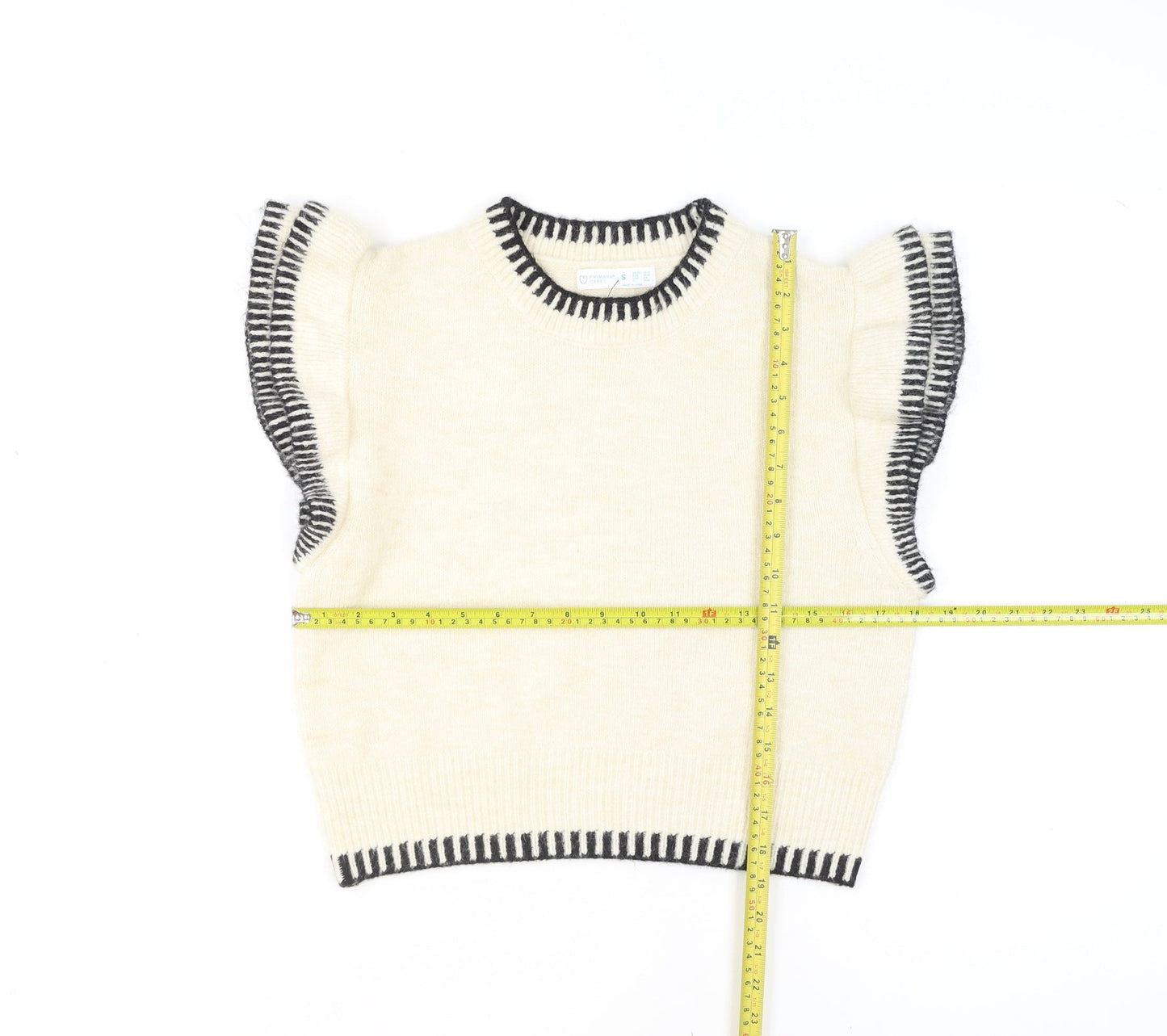 Primark Women’s Ivory Ruffle Sleeve Knit Jumper Size S