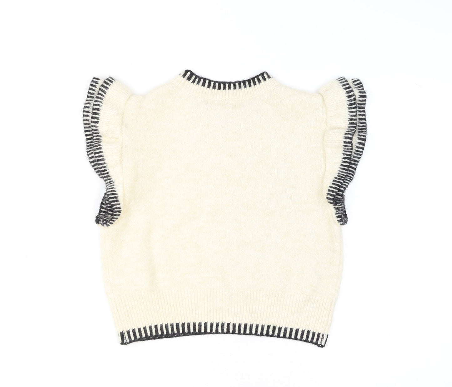 Primark Women’s Ivory Ruffle Sleeve Knit Jumper Size S