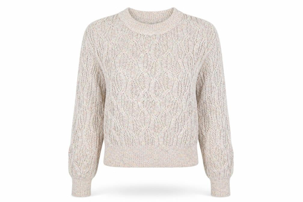 North West Womens Beige Cable Knit Pullover Jumper M