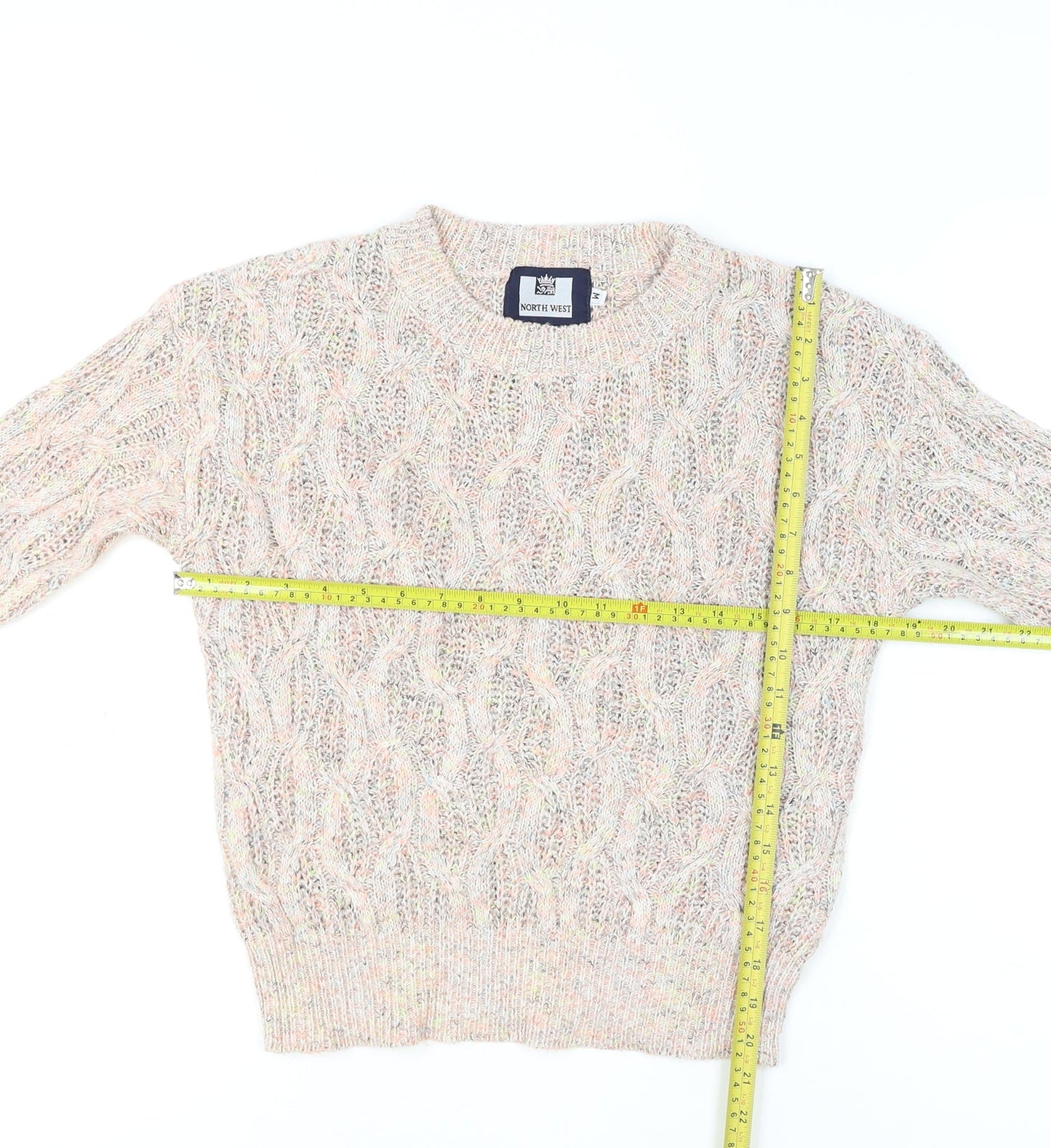 North West Womens Beige Cable Knit Pullover Jumper M