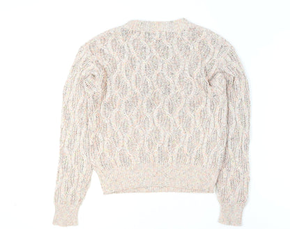 North West Womens Beige Cable Knit Pullover Jumper M