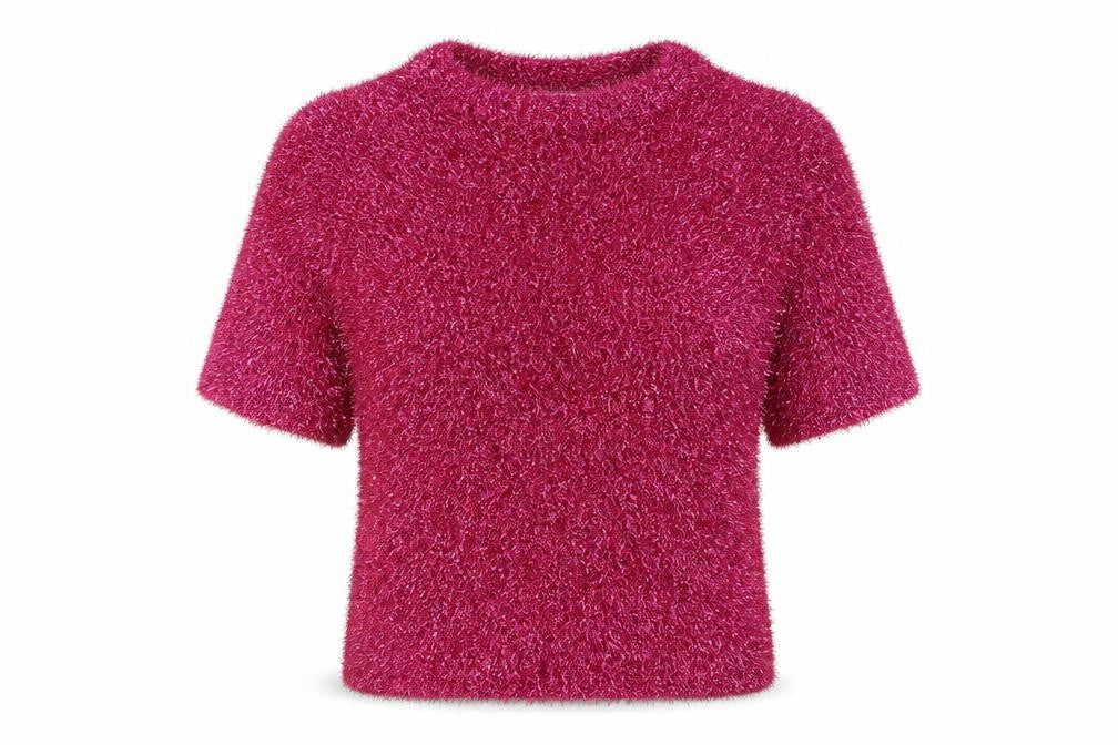 Next Women Pink Glitter Pullover Jumper Size 14 Short Sleeve