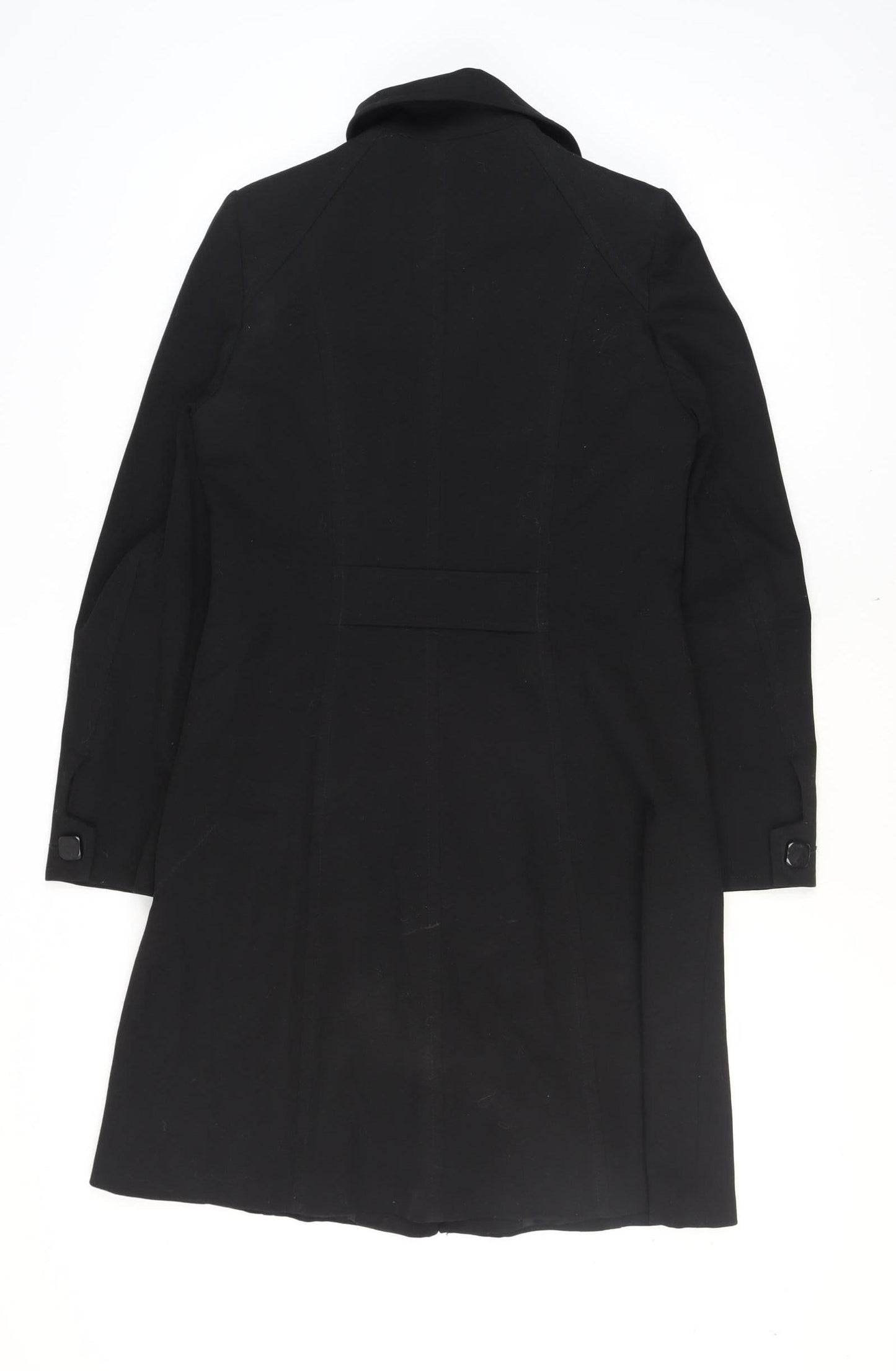 Warehouse Women’s Black Long Button Up Overcoat Size 12