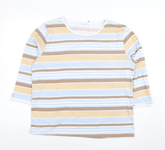 Anne de Lançay Women’s Multicoloured Striped 3/4 Sleeve Cotton T-Shirt Size L