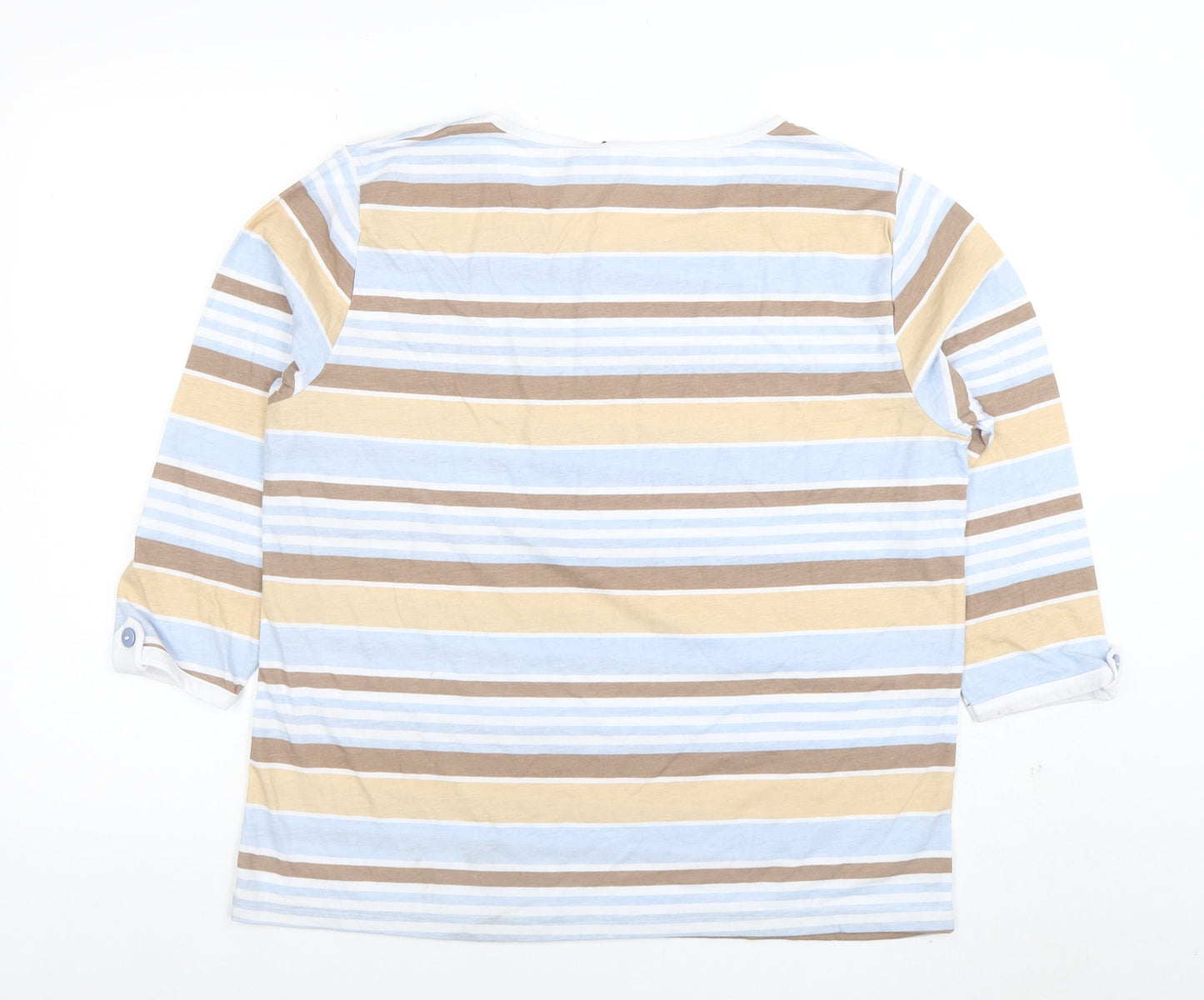 Anne de Lançay Women’s Multicoloured Striped 3/4 Sleeve Cotton T-Shirt Size L