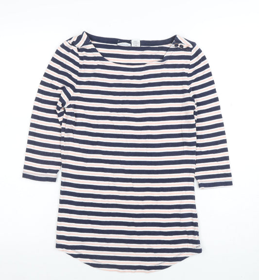 Tabitha Webb Women's Multicoloured Striped 3/4 Sleeve Cotton Jersey T-Shirt Size L