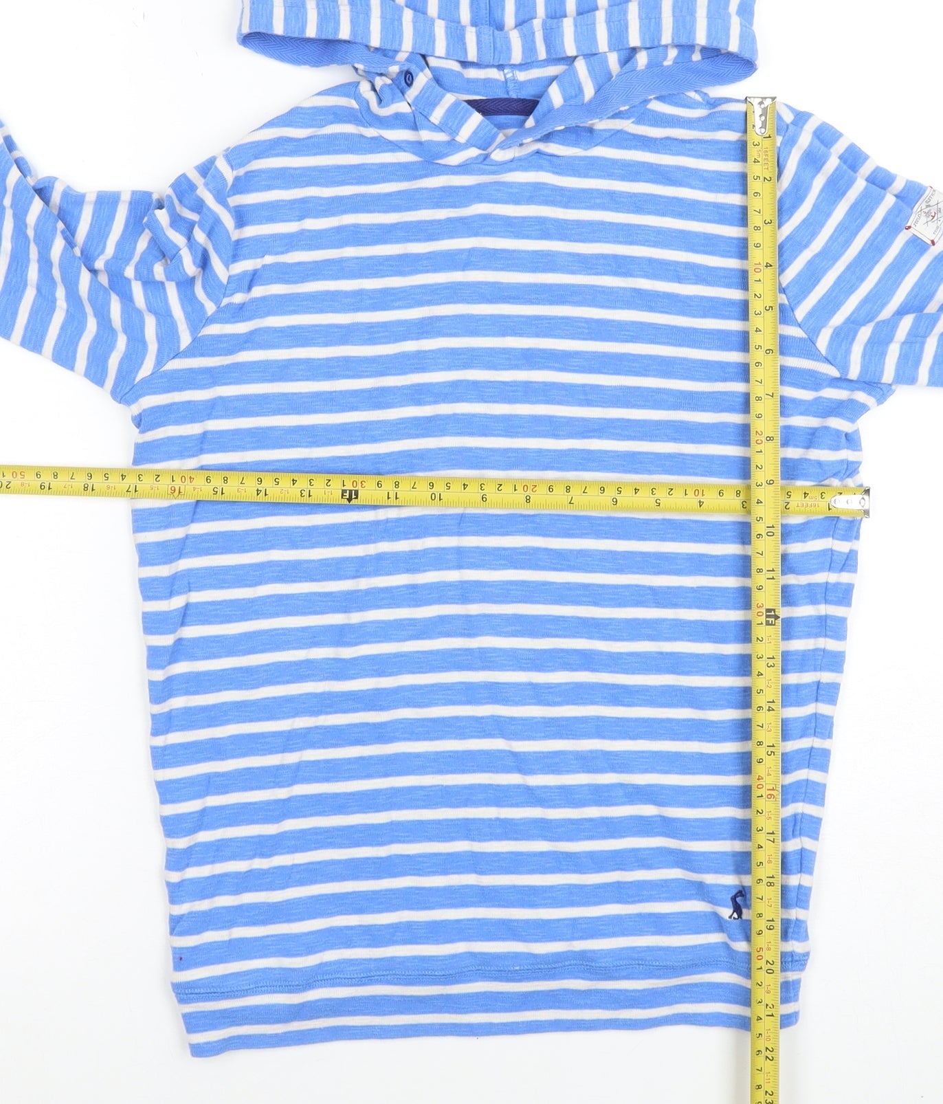 Joules Women’s Blue Striped Hooded Pullover Sweatshirt Size 12