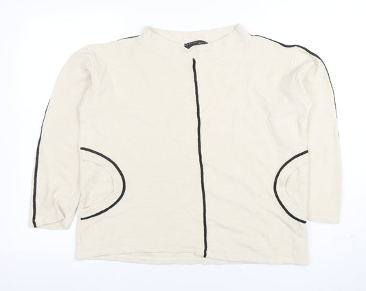 Peruzzi Women’s Beige Long Sleeve Mock Neck Jersey Top Size 10