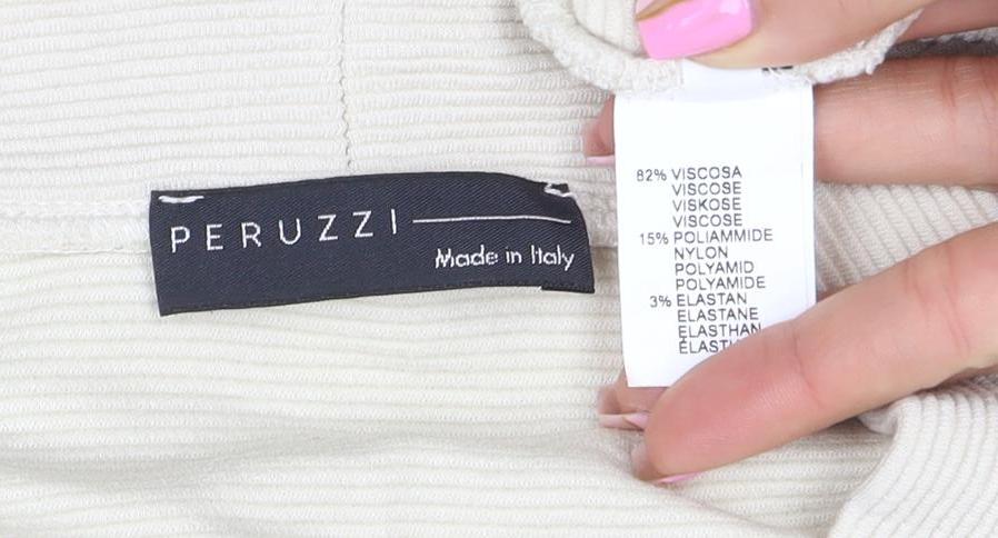 Peruzzi Women’s Beige Long Sleeve Mock Neck Jersey Top Size 10
