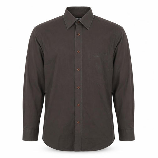 Pierre Cardin Men's Brown 14.5 Long Sleeve Regular Fit Button-Up Shirt