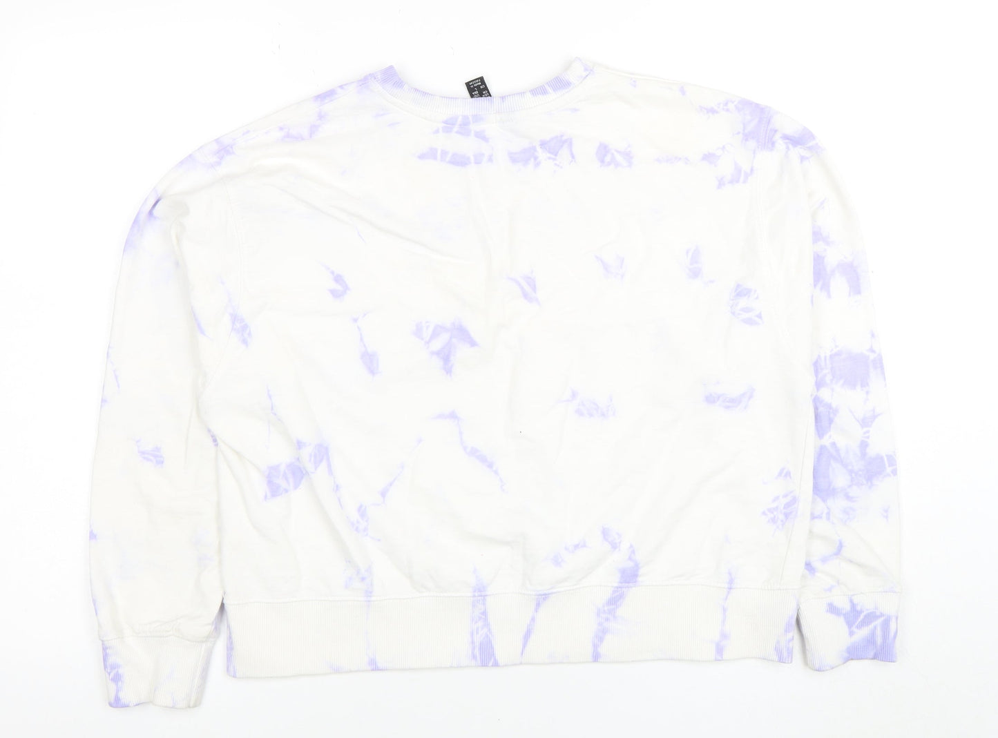 New Look Womens White Purple Tie Dye Pullover Sweatshirt M