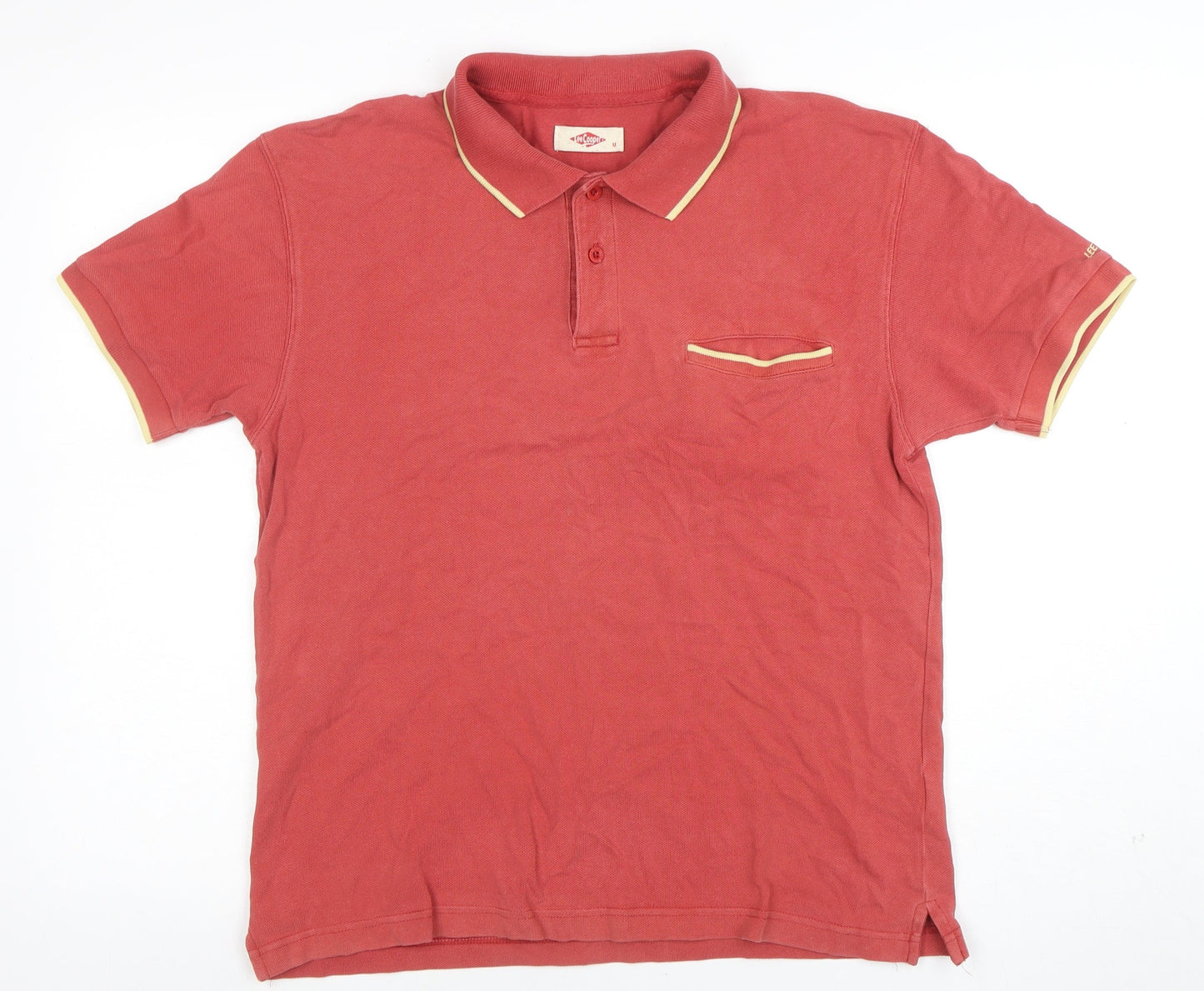 Lee Cooper Men's Red Cotton Short Sleeve Polo Shirt M