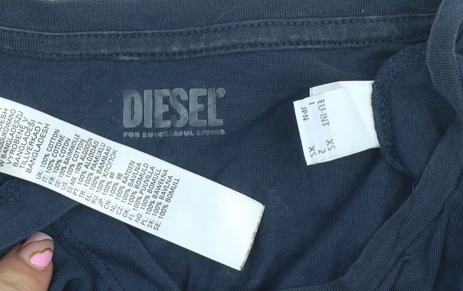 Diesel Men's Blue XS Slim Fit Crew Neck Cotton T-Shirt