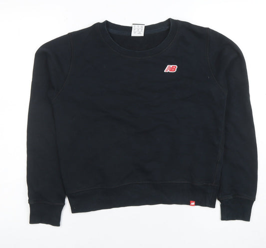 New Balance Womens Black Small Pullover Sweatshirt Cotton Blend