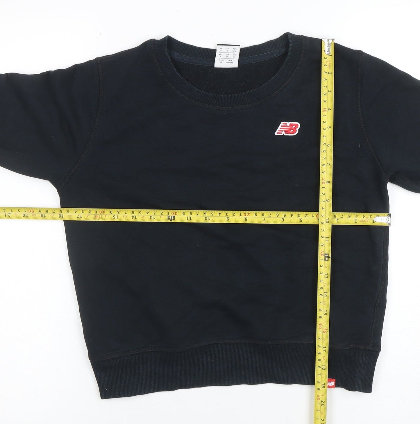 New Balance Womens Black Small Pullover Sweatshirt Cotton Blend