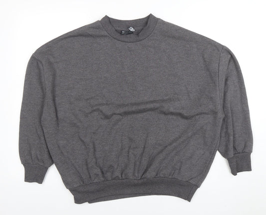 ASOS Women Grey Cotton Blend Crew Neck Pullover Sweatshirt Size 8 Regular