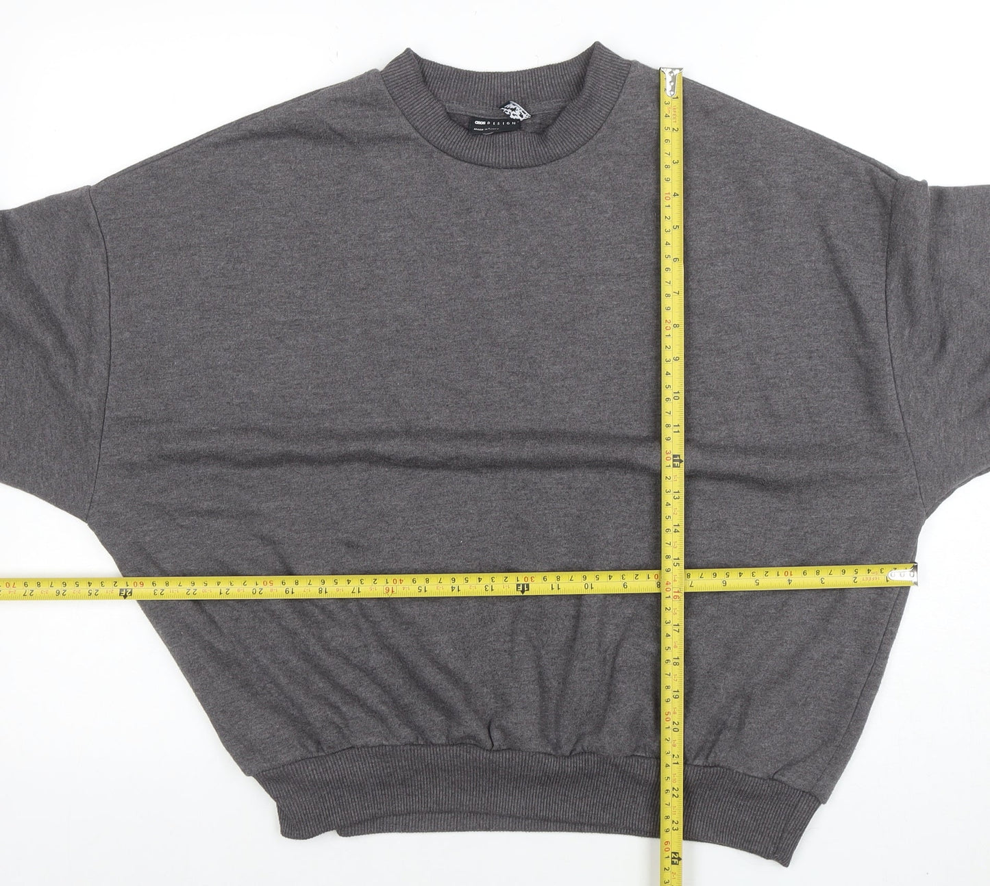 ASOS Women Grey Cotton Blend Crew Neck Pullover Sweatshirt Size 8 Regular