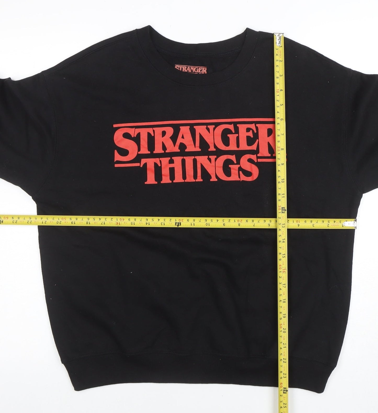 Netflix Stranger Things Black Sweatshirt Women L Cotton Blend Crew Neck