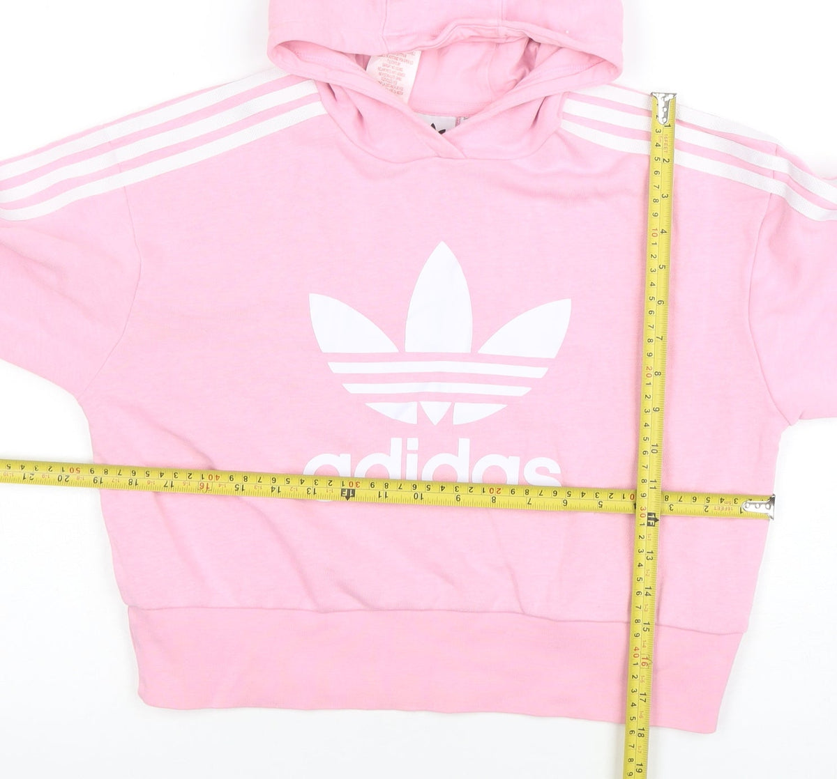 adidas Girls Pink Hooded Pullover Hoodie 13-14 Years Logo Lightweight