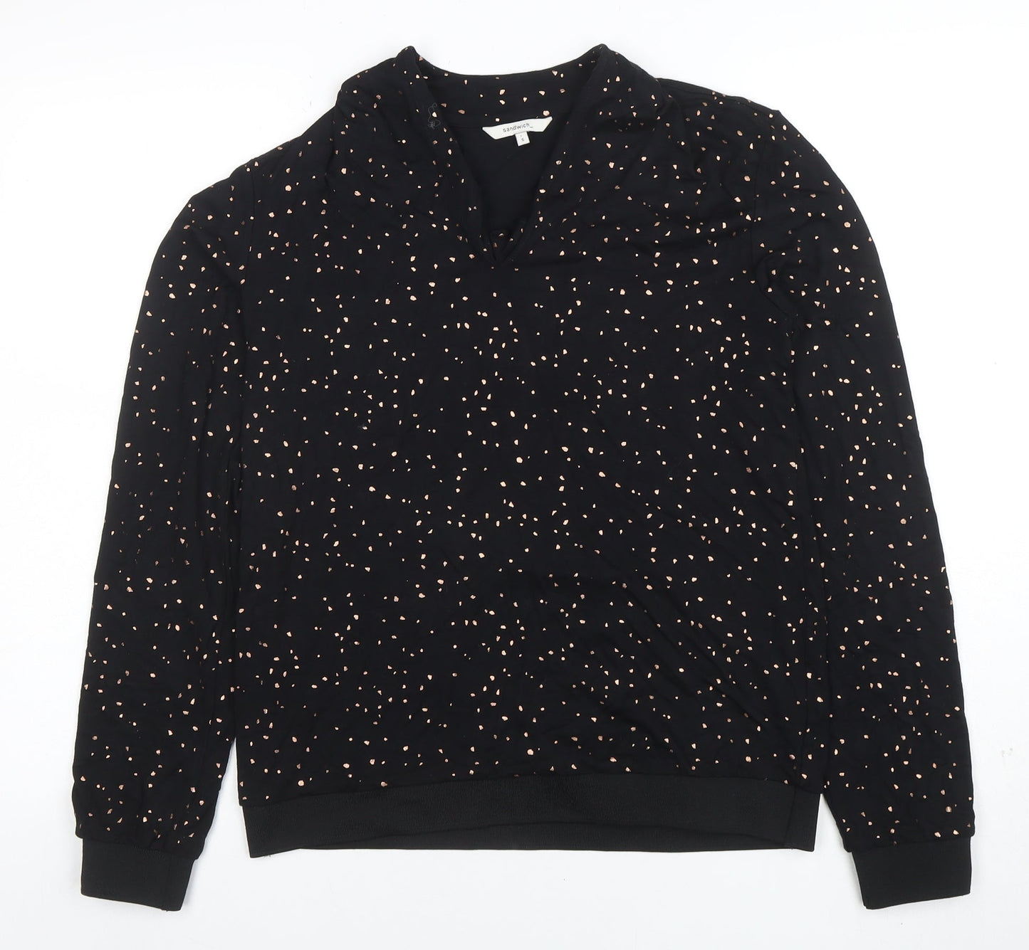 Sandwich Women Black Polka Dot Long Sleeve Tunic Blouse Size S