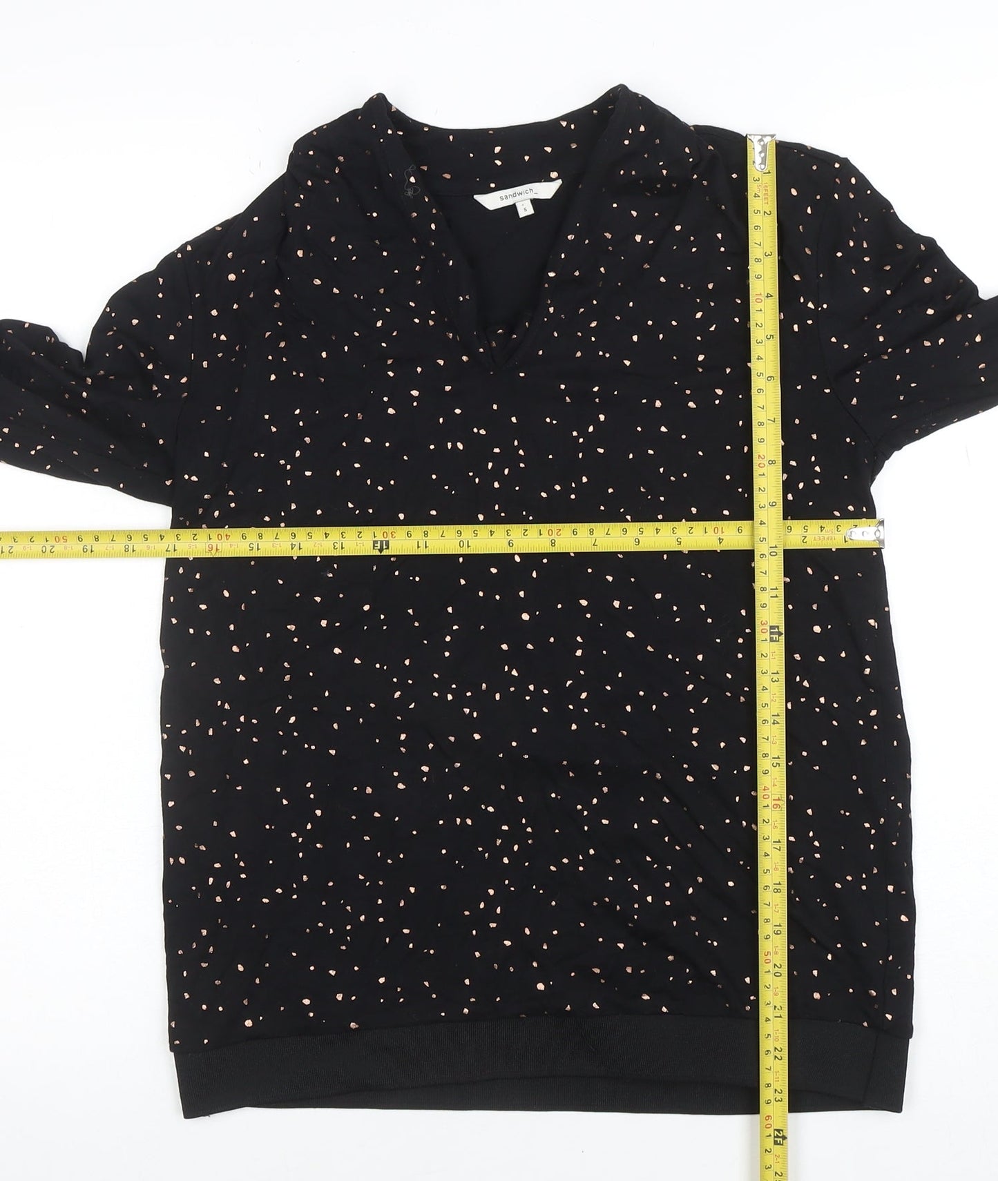 Sandwich Women Black Polka Dot Long Sleeve Tunic Blouse Size S