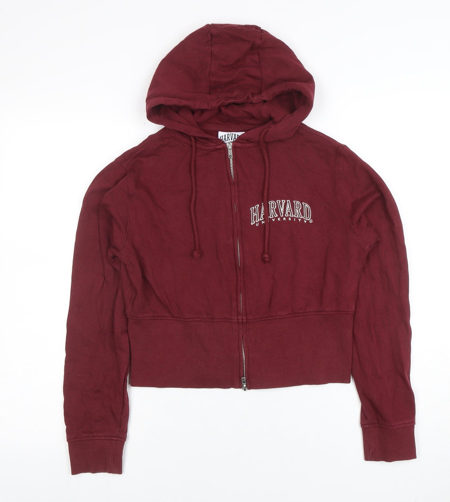 Harvard Women Burgundy Small Full Zip Hoodie 100% Cotton
