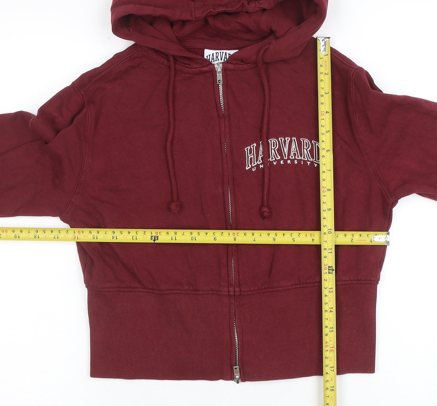 Harvard Women Burgundy Small Full Zip Hoodie 100% Cotton