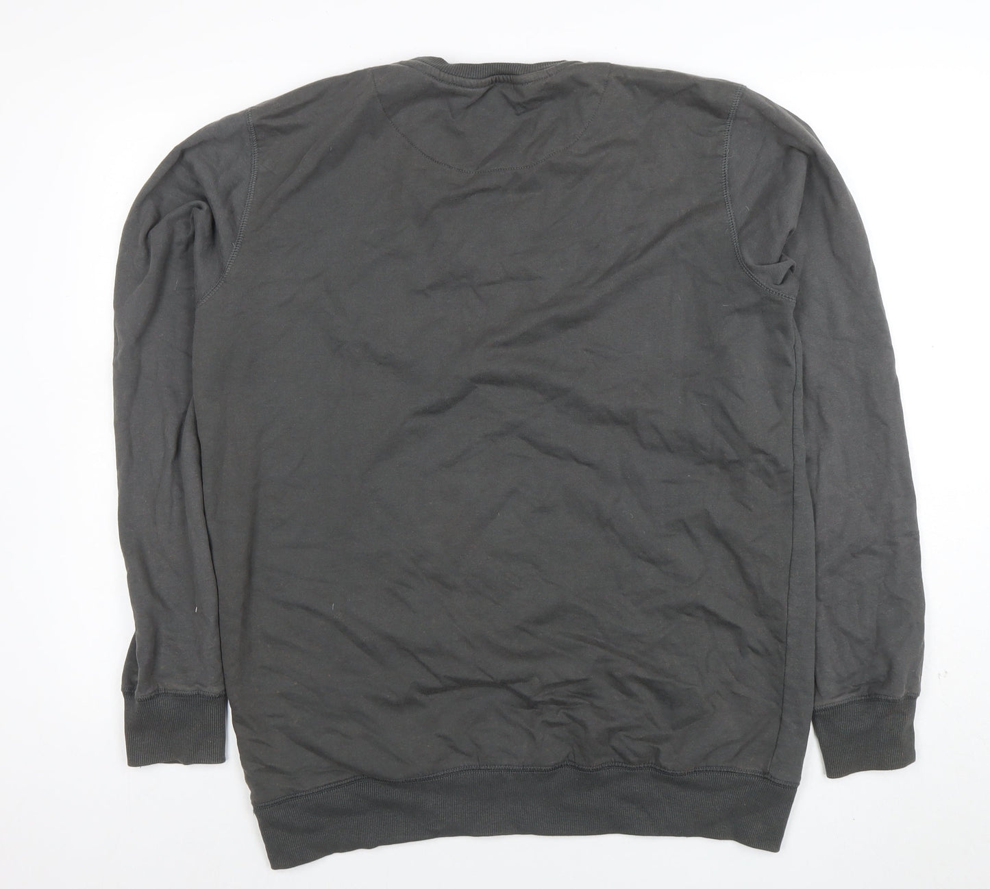 Solid Men's Grey Crew Neck Pullover Sweatshirt Size L